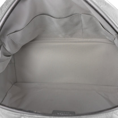 Chanel Metallic Calfskin Quilted Medium Airlines Round Trip Bowling Bag Silver Silver 5 of 9