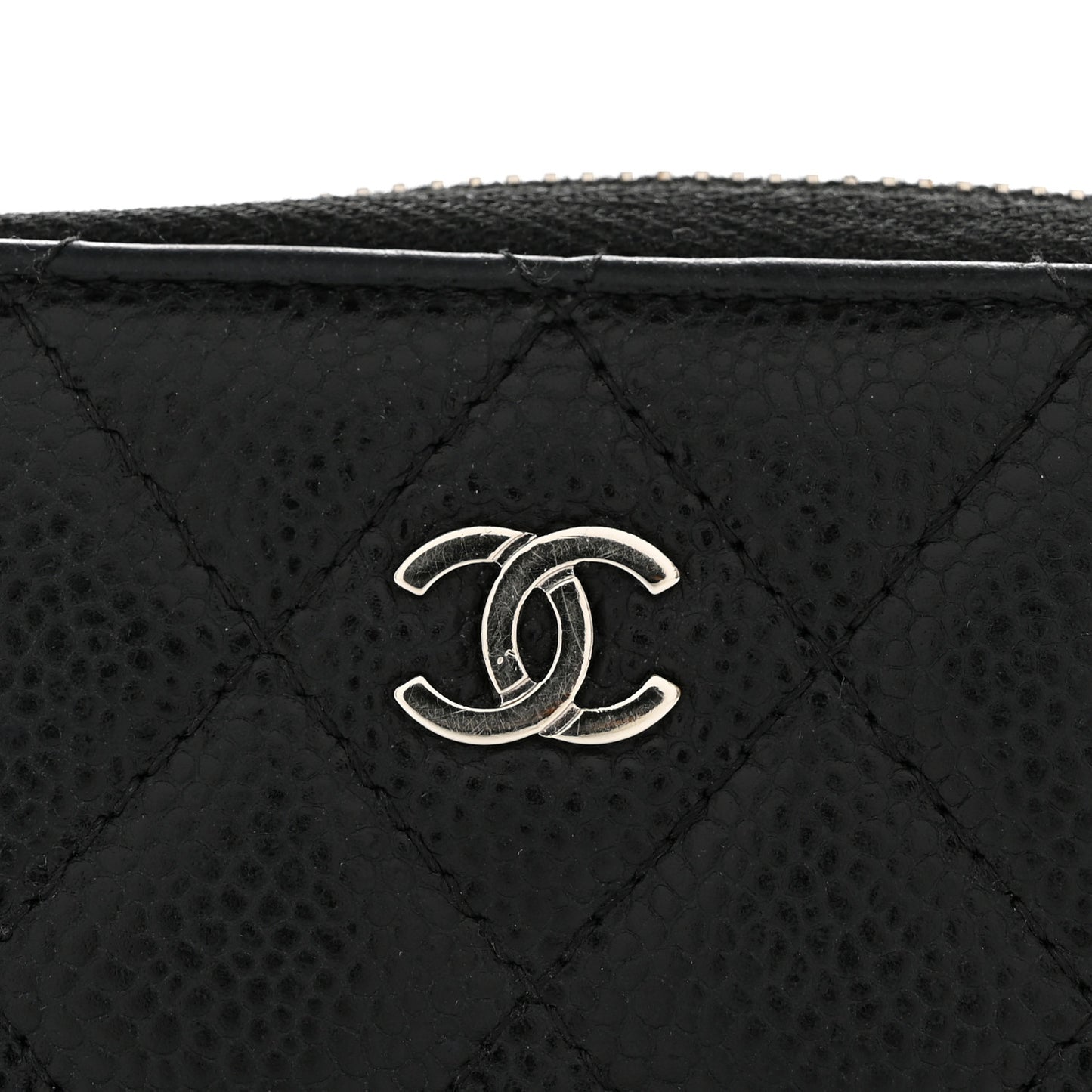 Caviar Quilted Zip Coin Purse Black