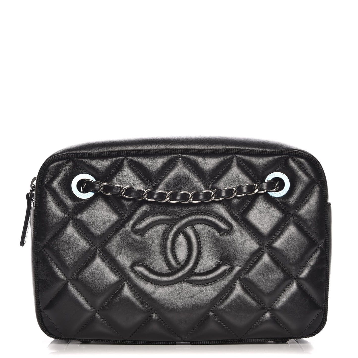 Calfskin Quilted Small Ballerine Camera Case Black