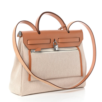 Hermes Vache Hunter Toile Pegase Pop Herbag Zip Retourne 31 PM Capucine Ecru 3 of 8