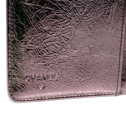 Chanel Leather CC Bow Wallet Metallic Dark Silver 7 of 8