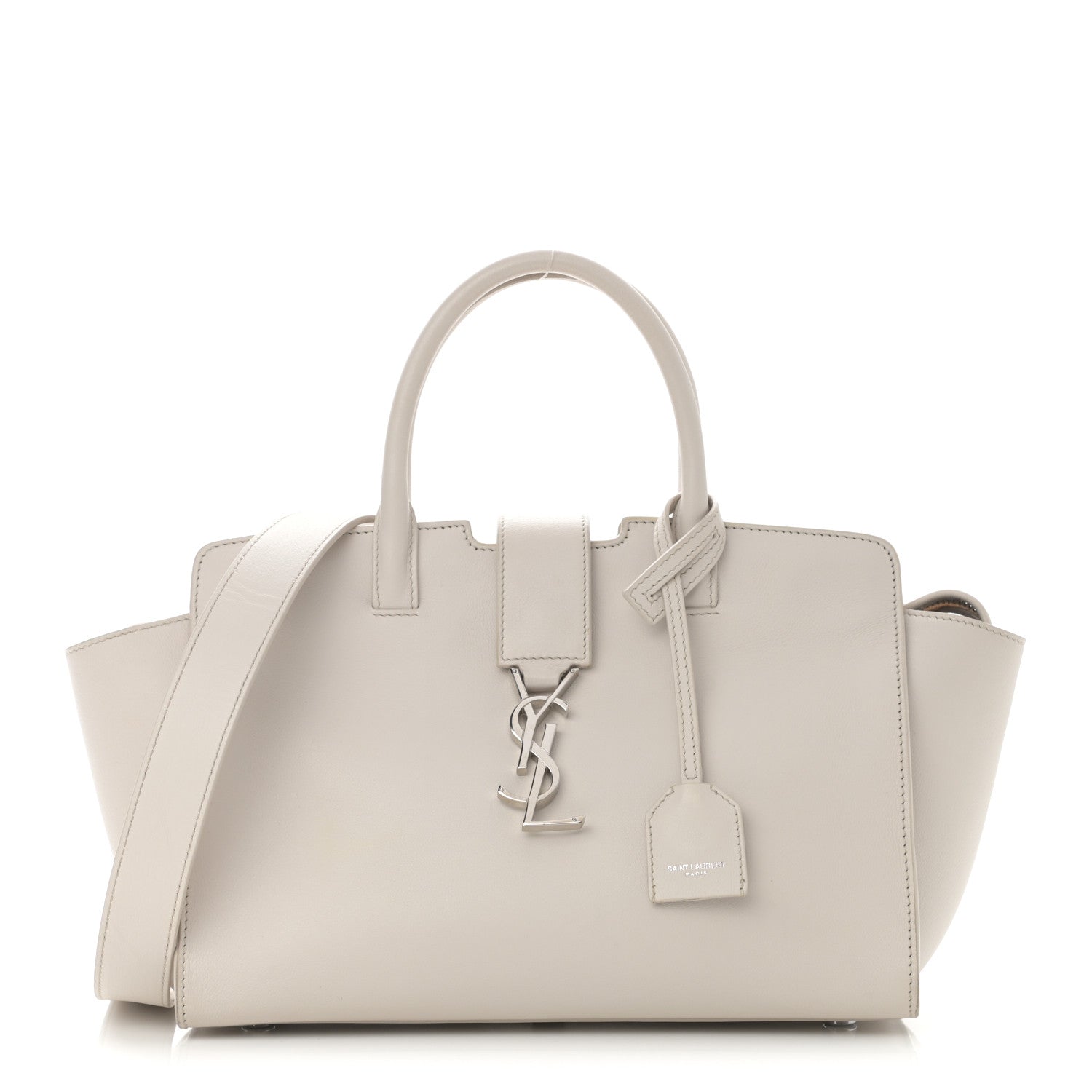 Saint Laurent Smooth Calfskin Heart Embroidered Baby Monogram Downtown Cabas New Milk 1 of 20