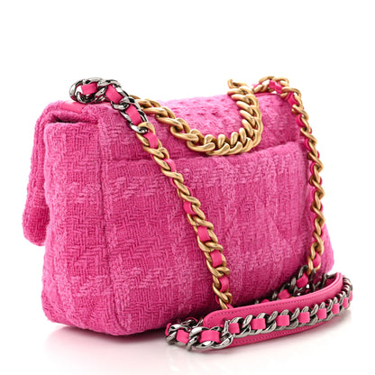 Chanel Tweed Quilted Medium Chanel 19 Flap Pink 3 of 13
