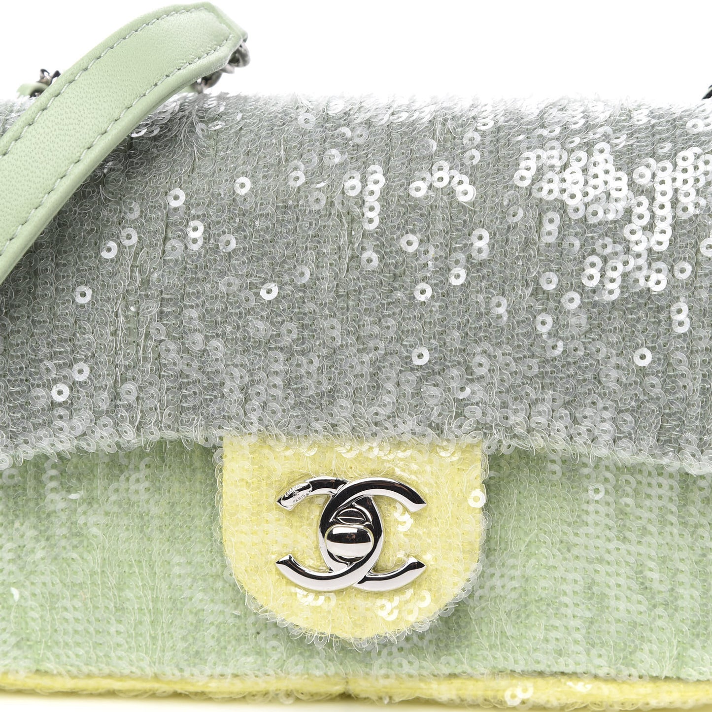 Sequin Mini Waterfall Flap Green Light Green Yellow