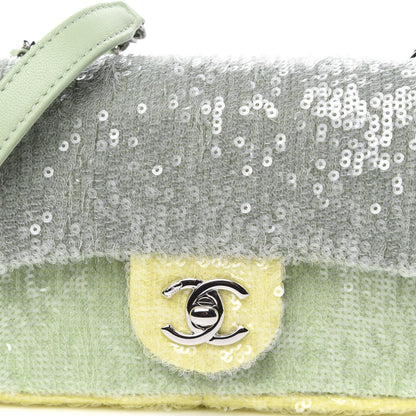Chanel Sequin Mini Waterfall Flap Green Light Green Yellow 10 of 11