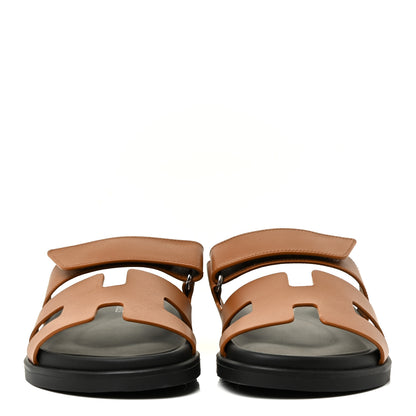 Hermes Calfskin Womens Chypre Sandals 37.5 Gold 2 of 10