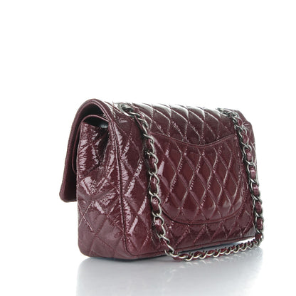 Chanel Distressed Patent Quilted Medium Double Flap Bordeaux 3 of 8