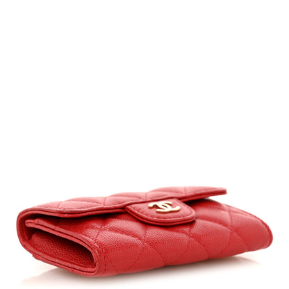 Chanel Caviar Quilted Flap Card Holder Wallet Red 4 of 9