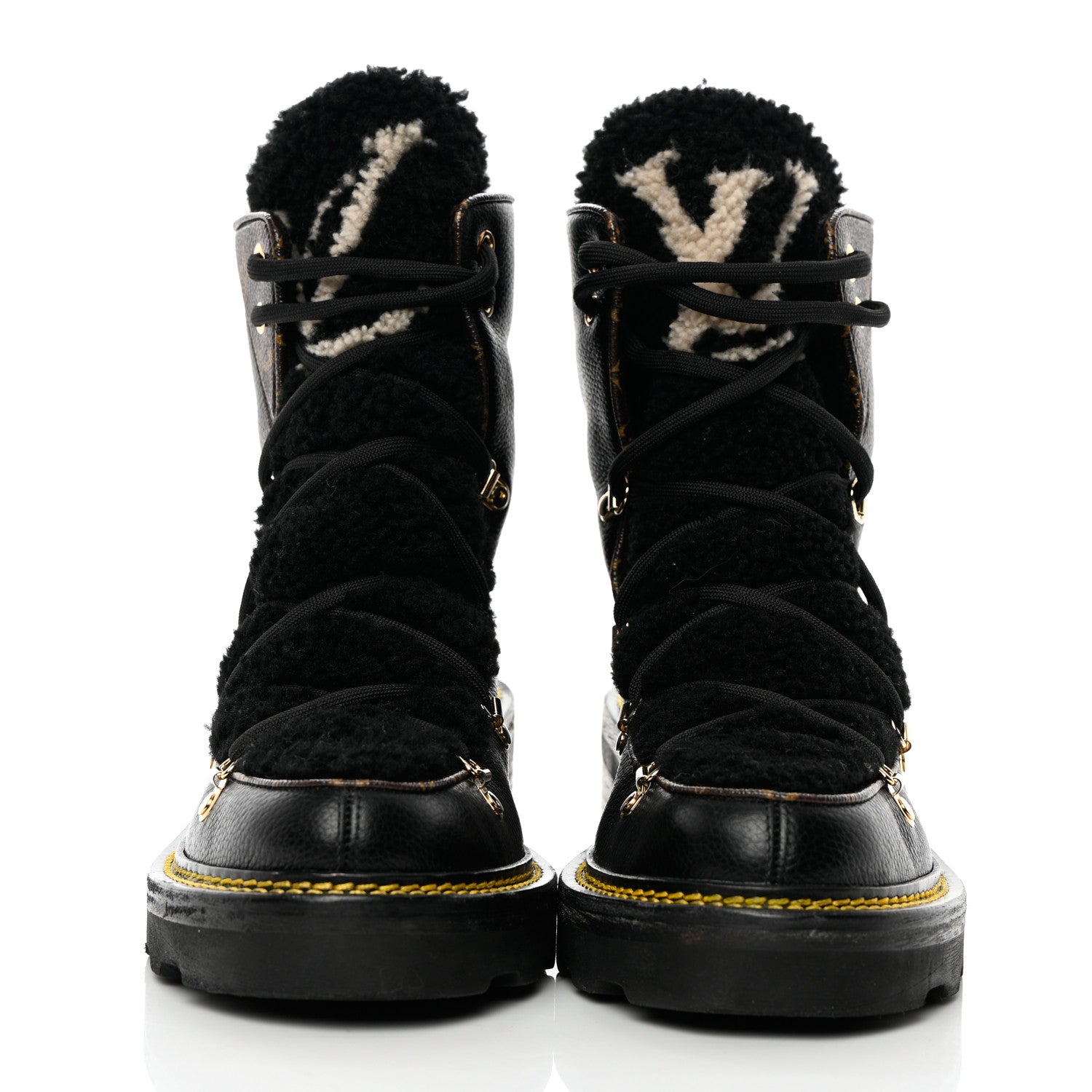 Louis Vuitton Grained Calfskin Shearling LV Beaubourg Ankle Boots 39 Black 3 of 16