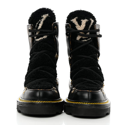 Louis Vuitton Grained Calfskin Shearling LV Beaubourg Ankle Boots 39 Black 3 of 16