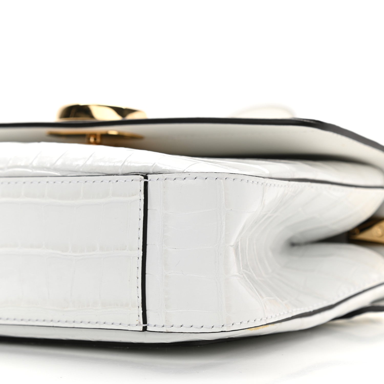 Chloe Calfskin Crocodile Embossed Small C Double Carry Brilliant White 11 of 12