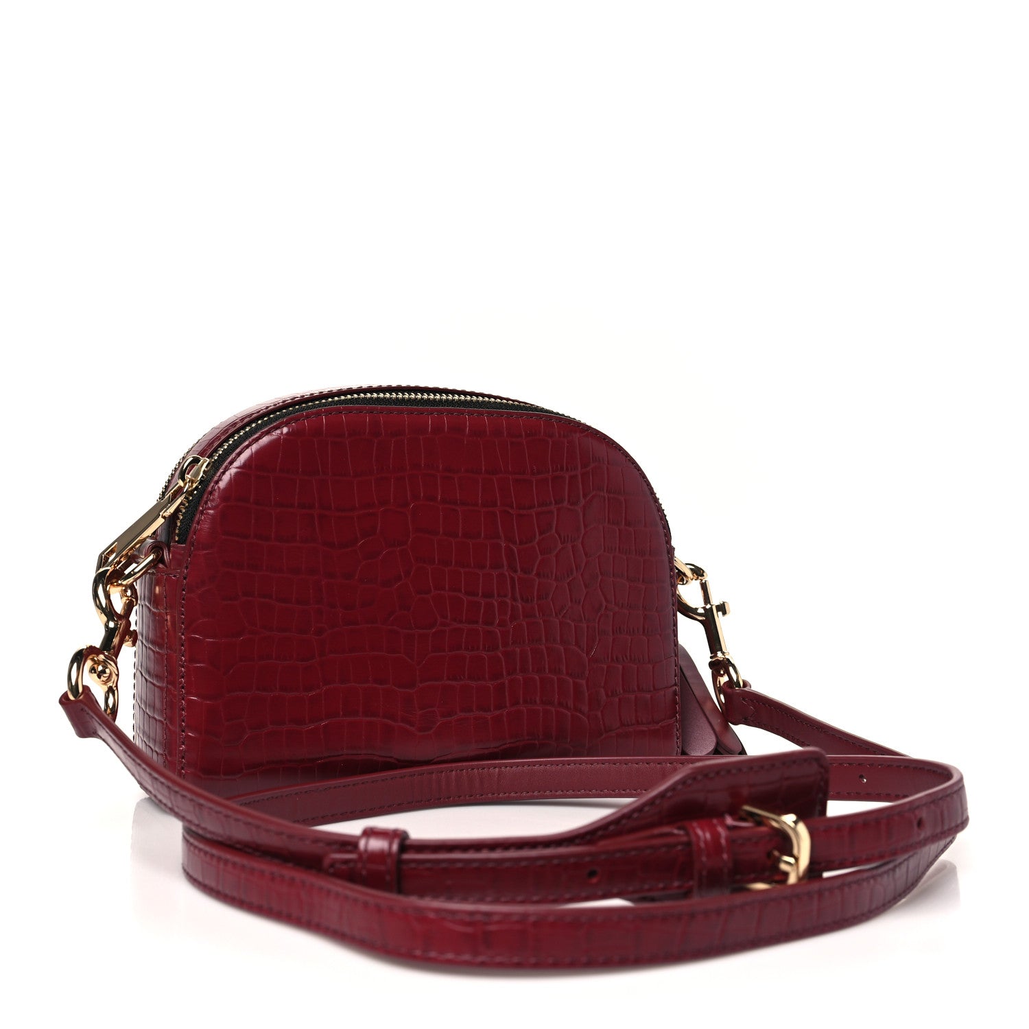 Marc Jacobs Calfskin Crocodile Embossed Shutter Camera Crossbody Bag Vachetta Red 2 of 10
