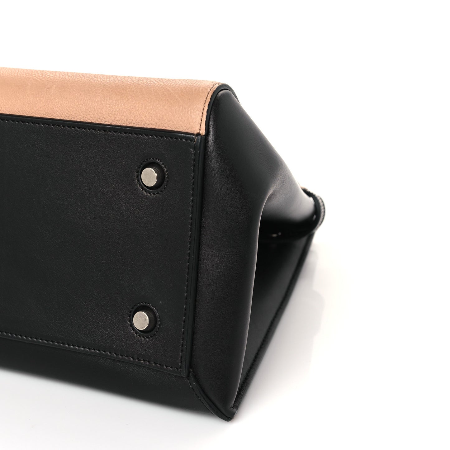 Supple Calfskin Large Bi-Color Edge Shoulder Bag Beige