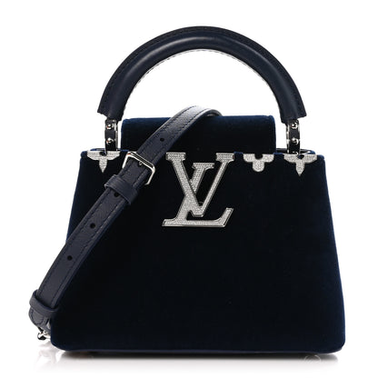 Louis Vuitton Velvet Crystal Capucines Mini Midnight Blue 1 of 10