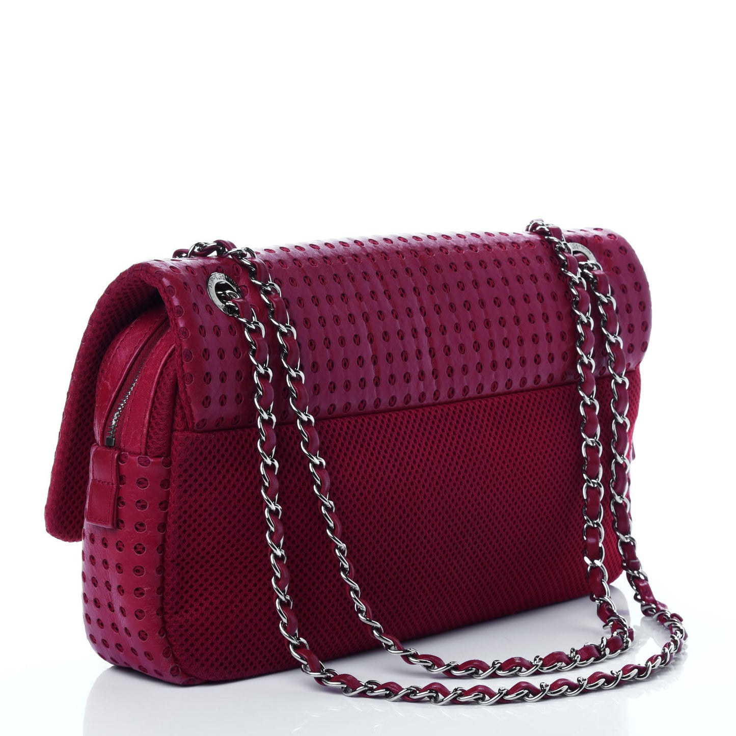 Perforated Lambskin Jumbo Easy Flap Red