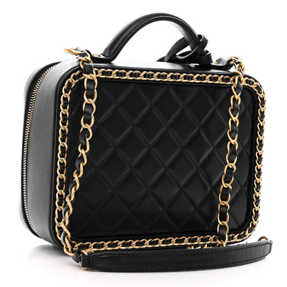 Chanel Goatskin Quilted Medium CC Filigree Vanity Case Black 3 of 12