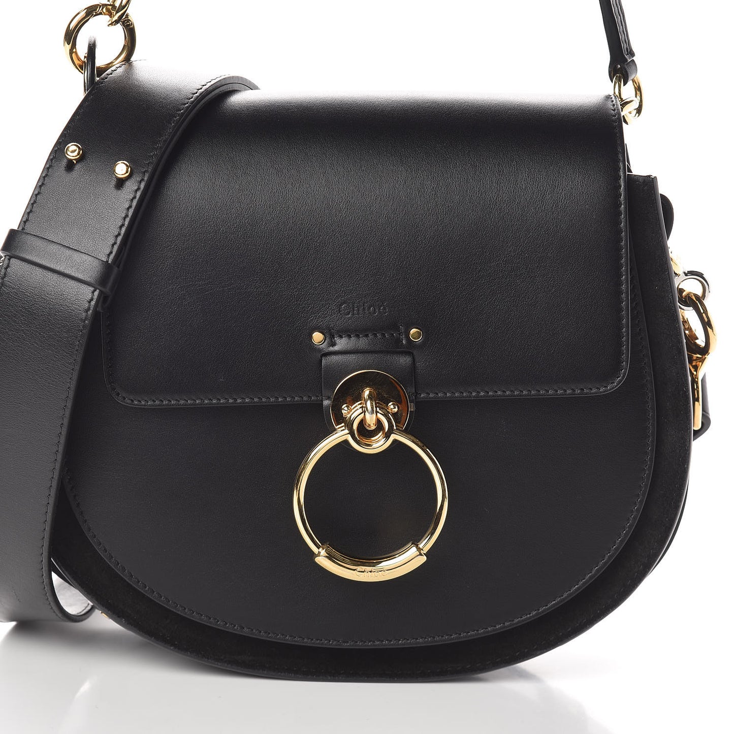 Calfskin Suede Large Tess Bag Black