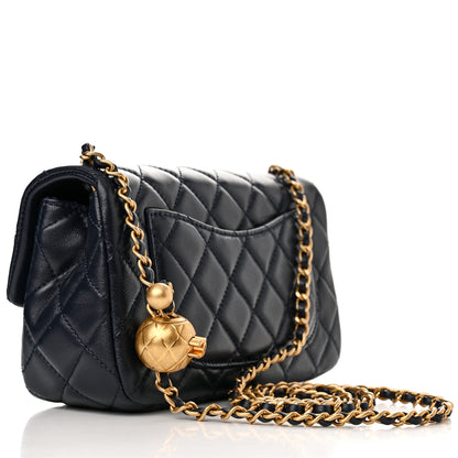Chanel Lambskin Quilted Mini Pearl Crush Rectangular Flap Navy Blue 3 of 11