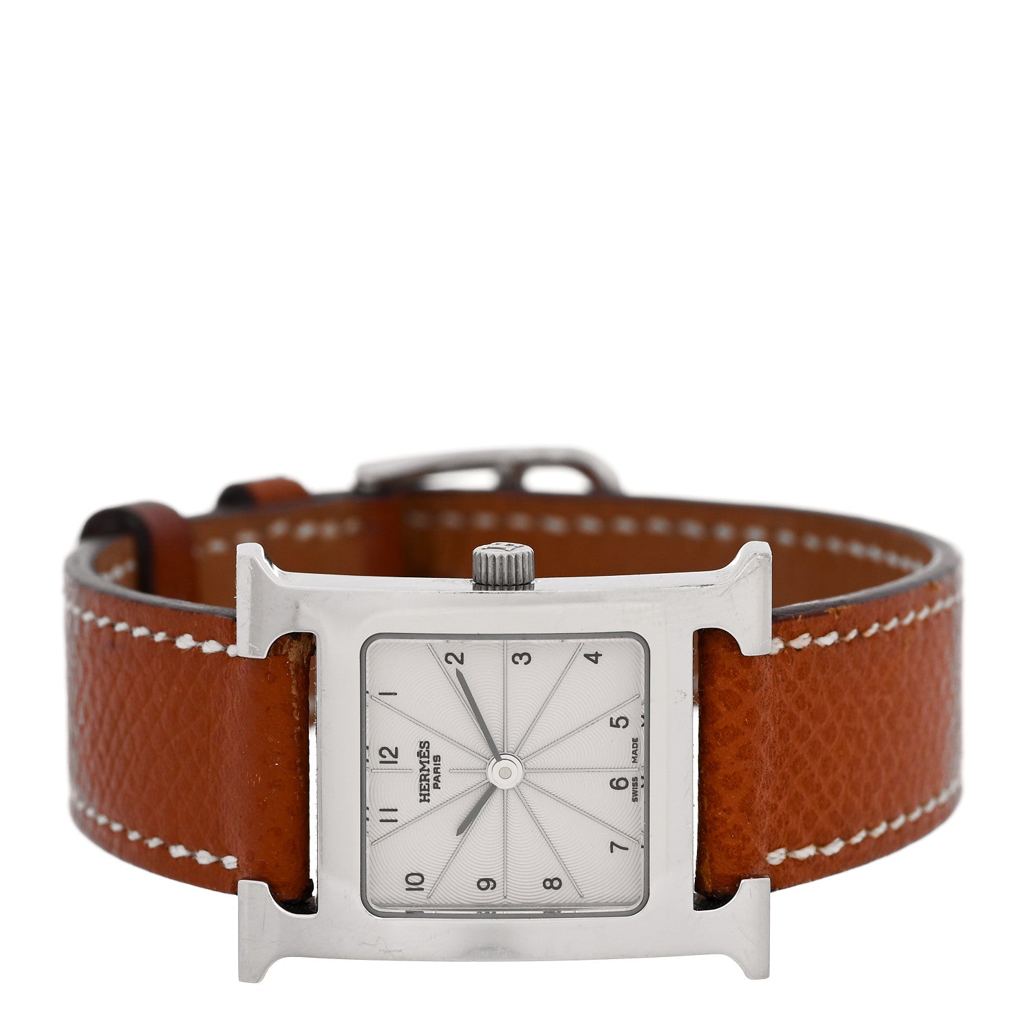 Hermes Stainless Steel Epsom 21mm Heure H Hour Quartz Watch Gold 2 of 5