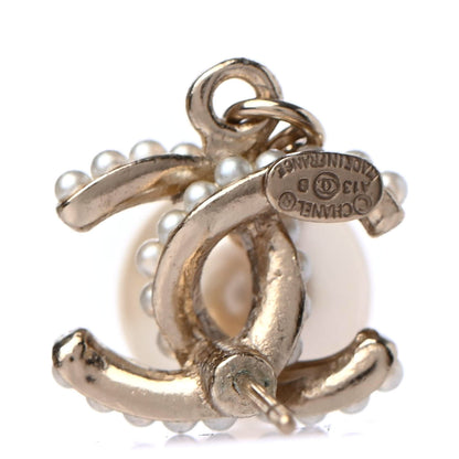 Chanel Pearl Twisted CC Drop Earrings Light Gold White 4 of 4