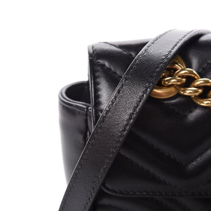 Gucci Calfskin Matelasse Mini GG Marmont Shoulder Bag Black 11 of 12