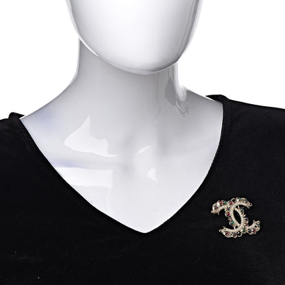 Chanel Gripoix Pearl CC Brooch Multicolor Light Gold 2 of 5