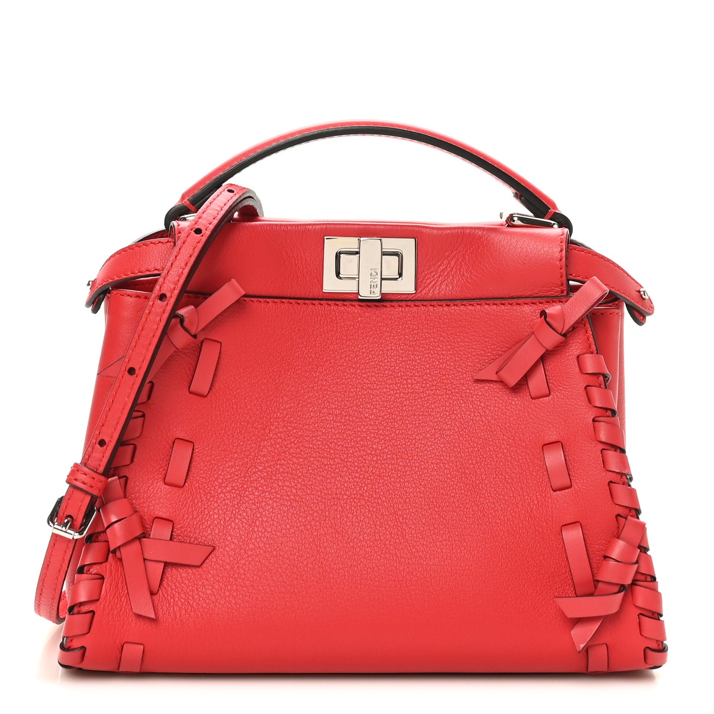 Vitello Seta Century Nappa Whipstitch Mini Peekaboo Iconic Satchel Fiamma