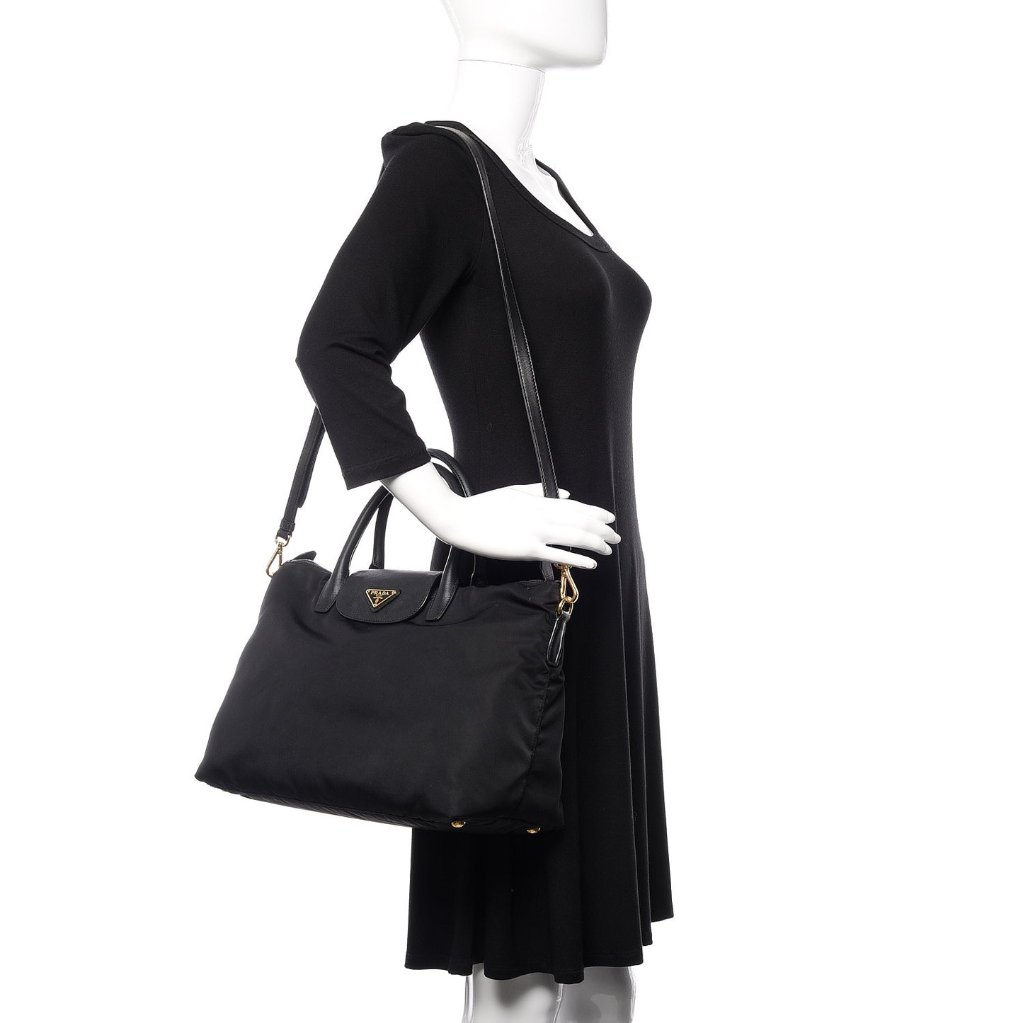 Tessuto Nylon Saffiano Tote Black