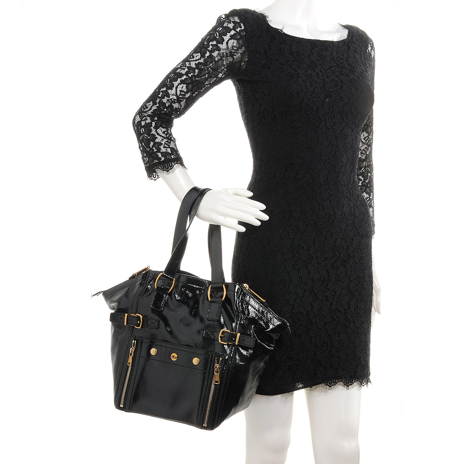 Saint Laurent Patent Small Downtown Black 2 of 8