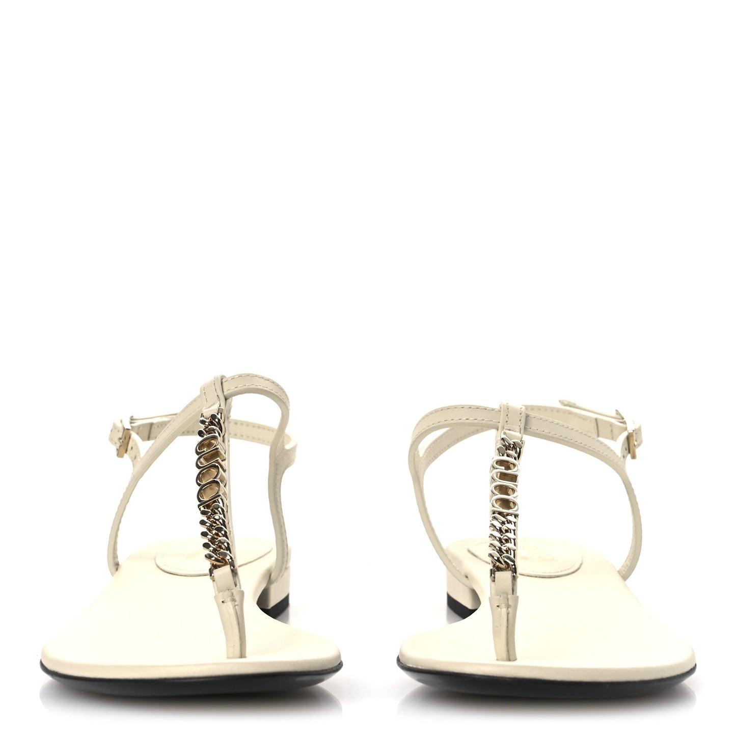 Sierra Calfskin Signoria Thong Sandals 37 New Ivoire