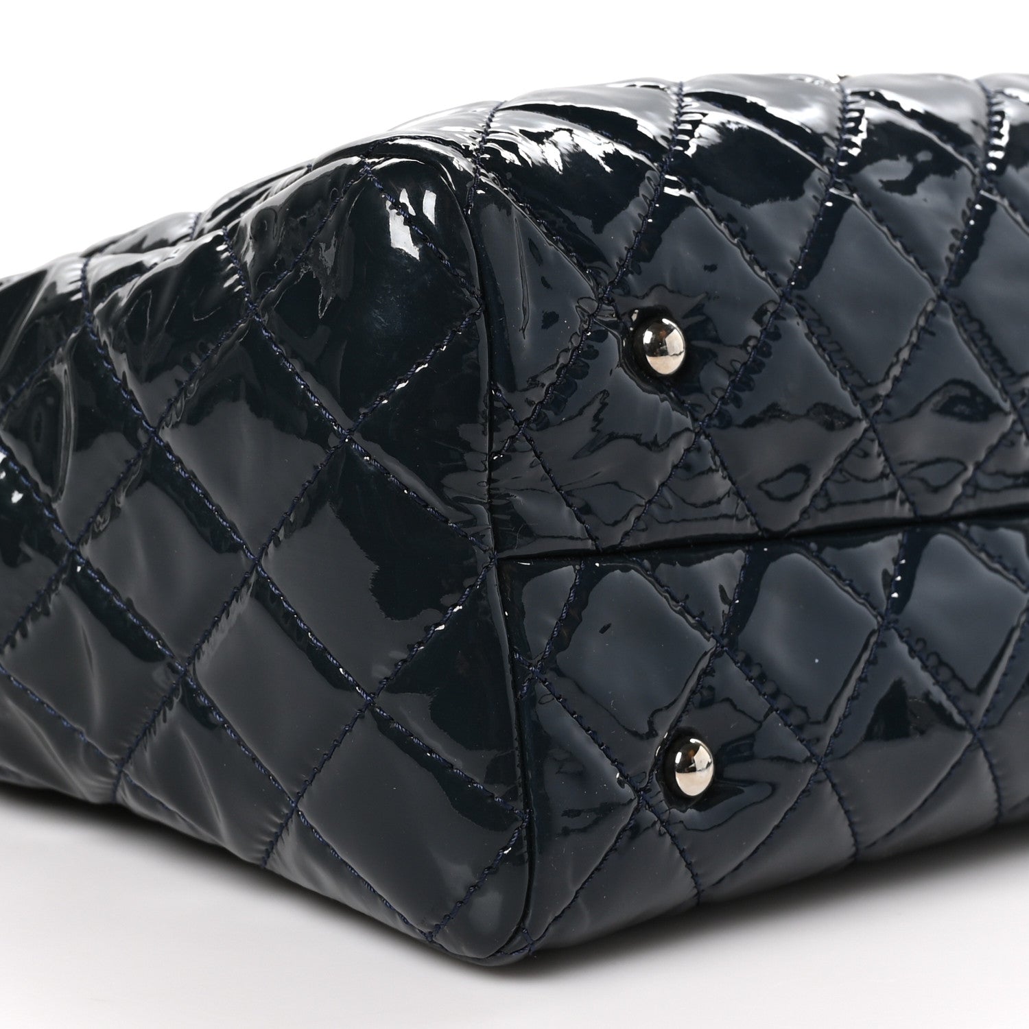 Chanel Patent Quilted Large Coco Shine Shopping Tote Navy 9 of 10