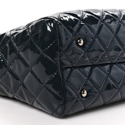 Chanel Patent Quilted Large Coco Shine Shopping Tote Navy 9 of 10