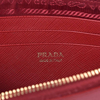 Prada Saffiano Lux Mini Double Zip Chain Crossbody Bag Fuoco 7 of 9
