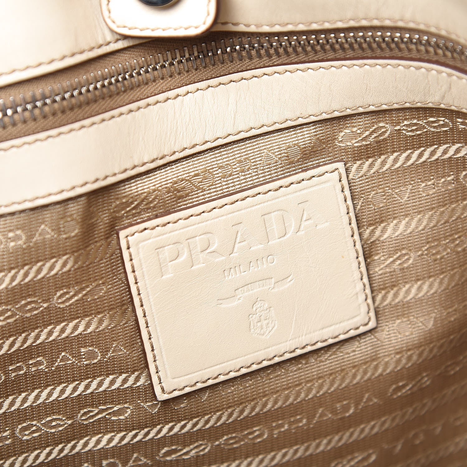 Prada Jacquard Logo Shoulder Bag Corda Cera 6 of 10