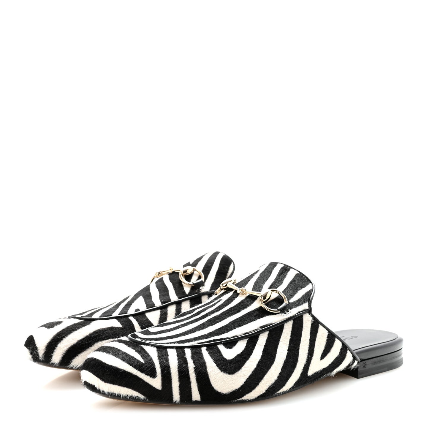 Calf Hair Zebra Print Womens Princetown Slippers 39 Natural Black