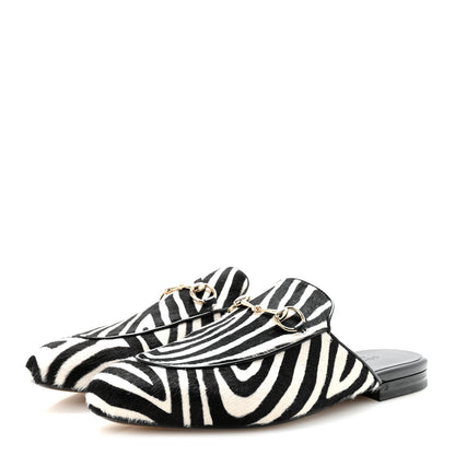 Gucci Calf Hair Zebra Print Womens Princetown Slippers 39 Natural Black 4 of 10