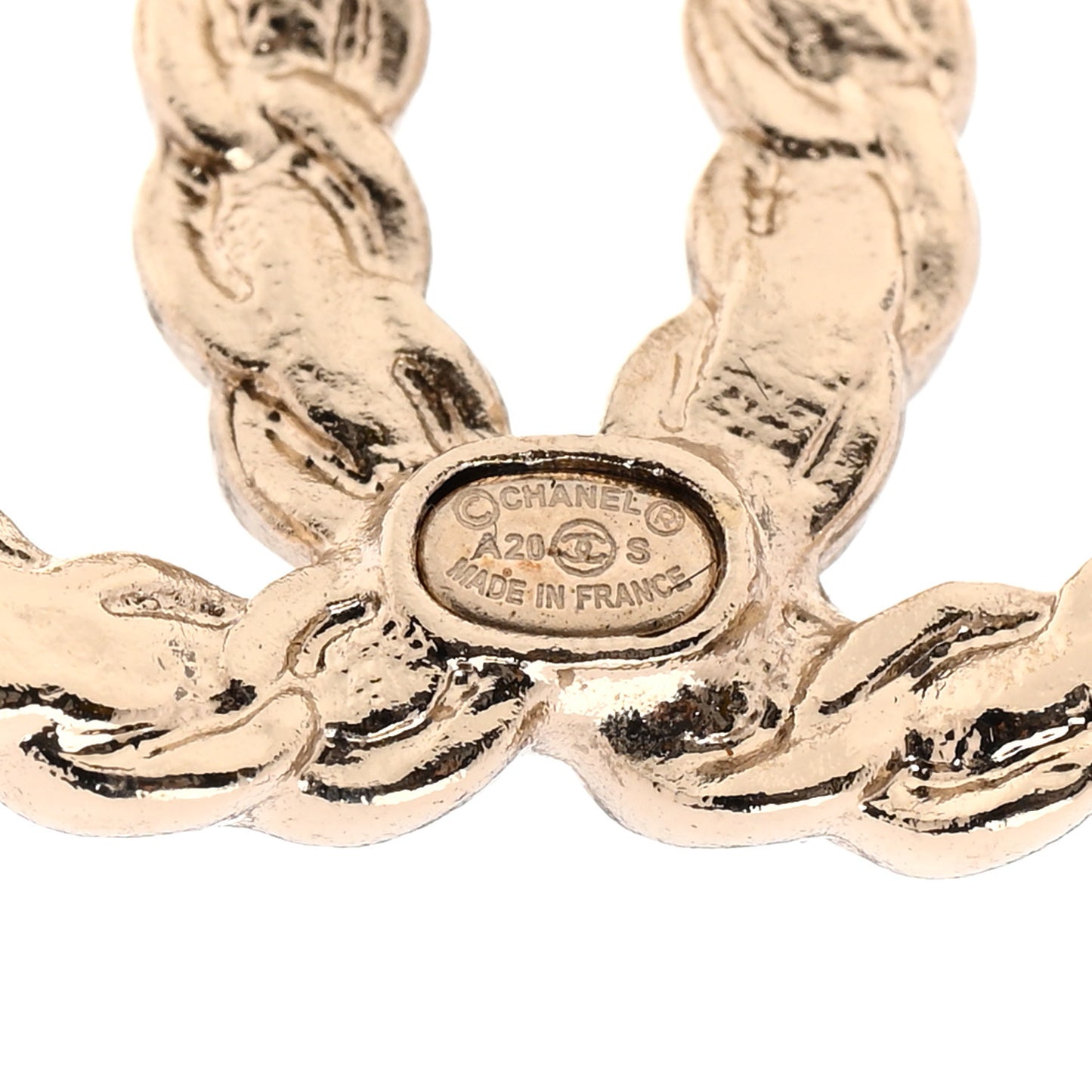 Enamel Metal Chain French New Wave CC Earrings Black Gold