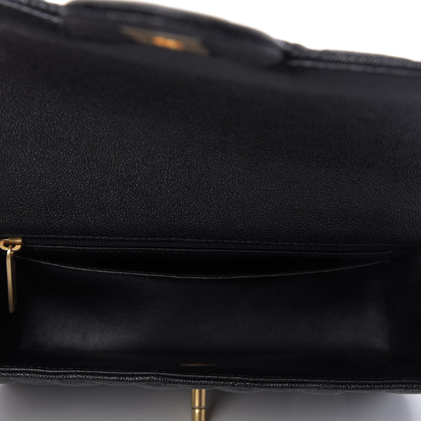 Caviar Quilted Mini Top Handle Rectangular Flap Black