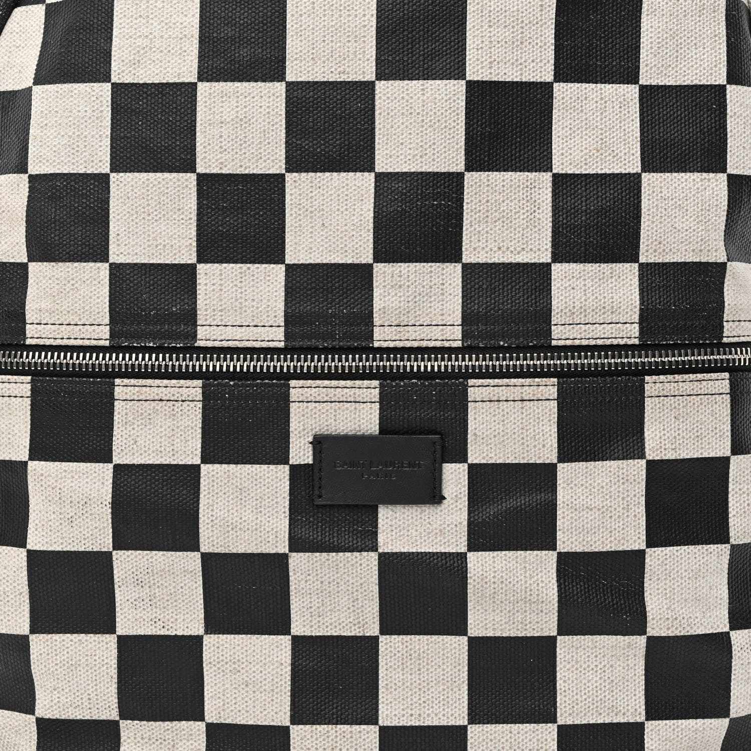 Saint Laurent Calfskin Checked Print Nuxx Backpack Black White 10 of 17