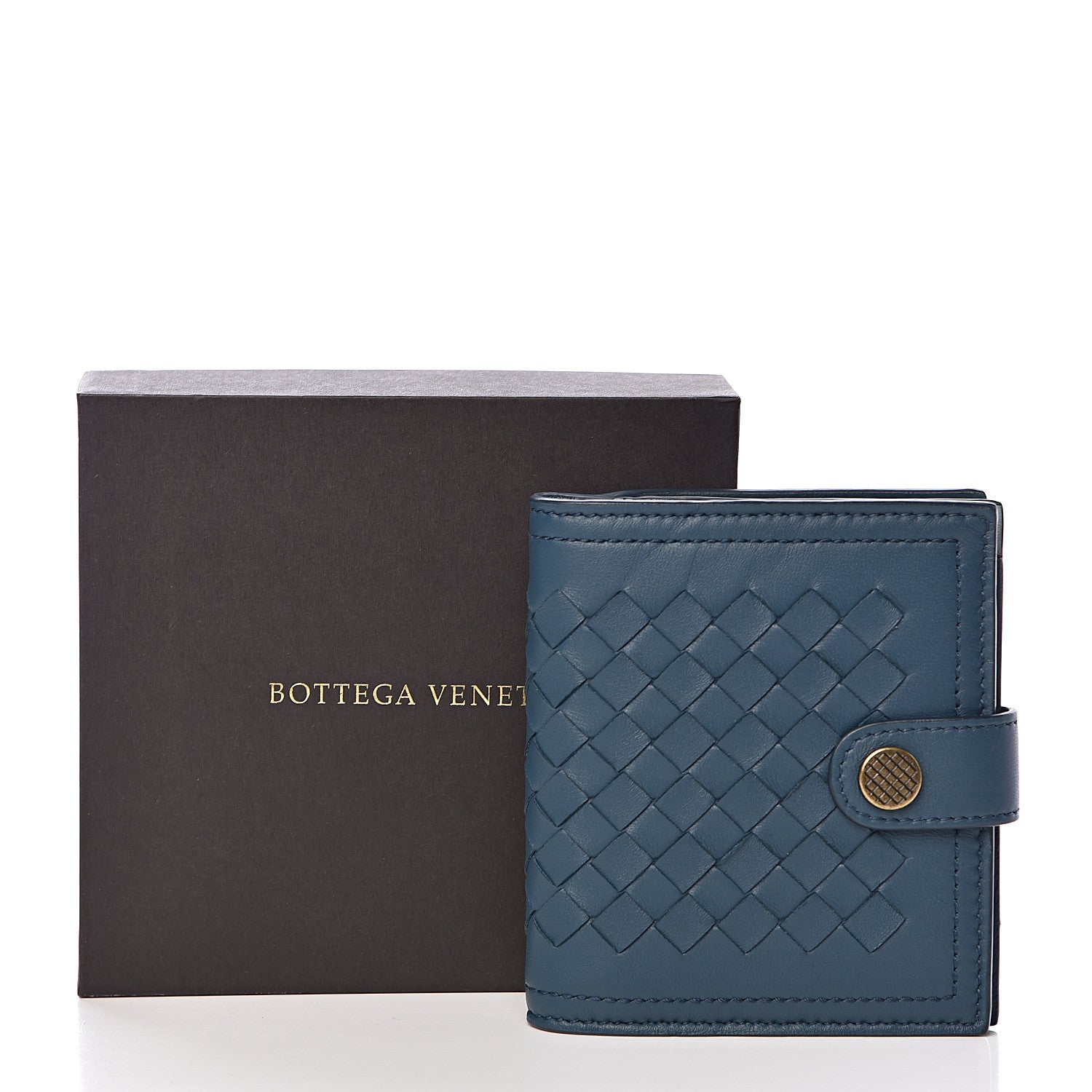 Bottega Veneta BOTTEGA VENETA Nappa Intrecciato French Wallet Petrol Bleu 9 of 9