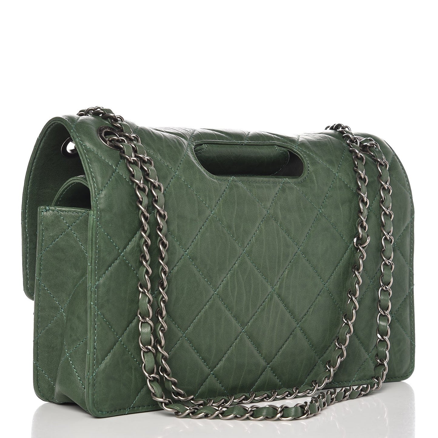 Washed Lambskin Jumbo Take Away Flap Green