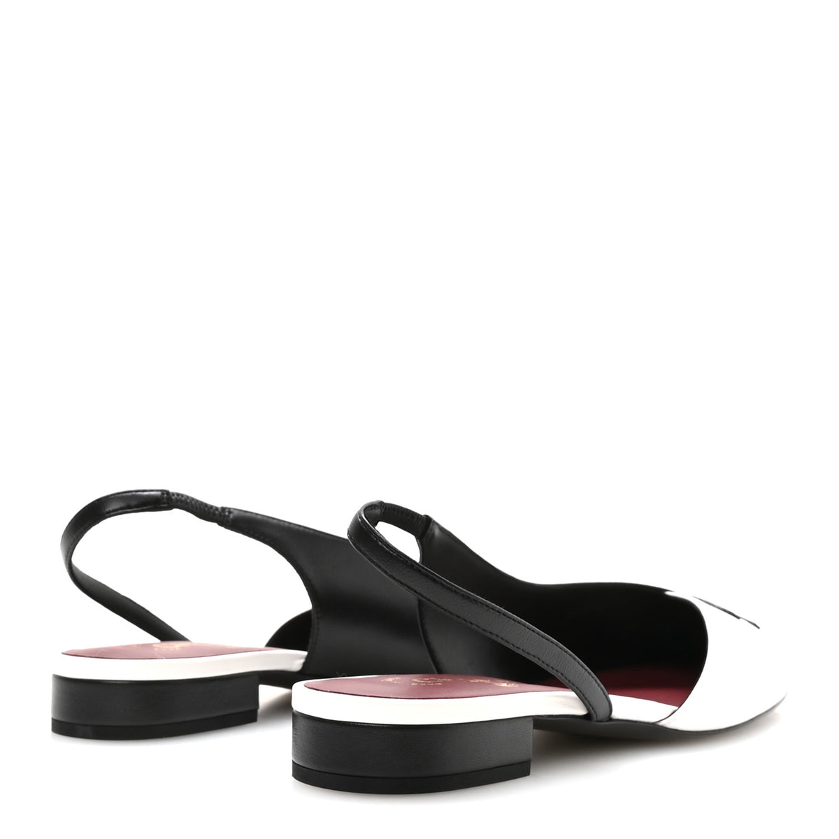Lambskin CC Two Tone Slingback Flats  39.5 Black White
