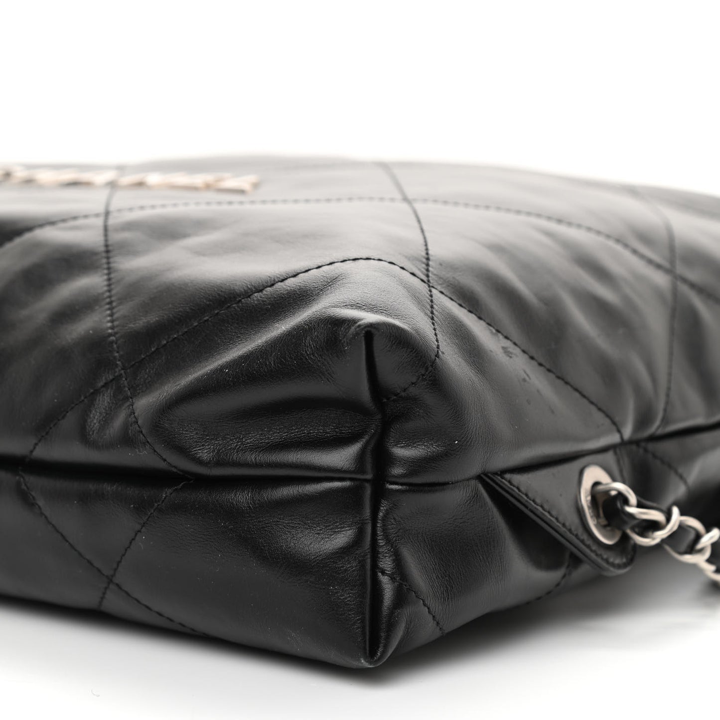 Shiny Calfskin Quilted Chanel 22 Backpack Black