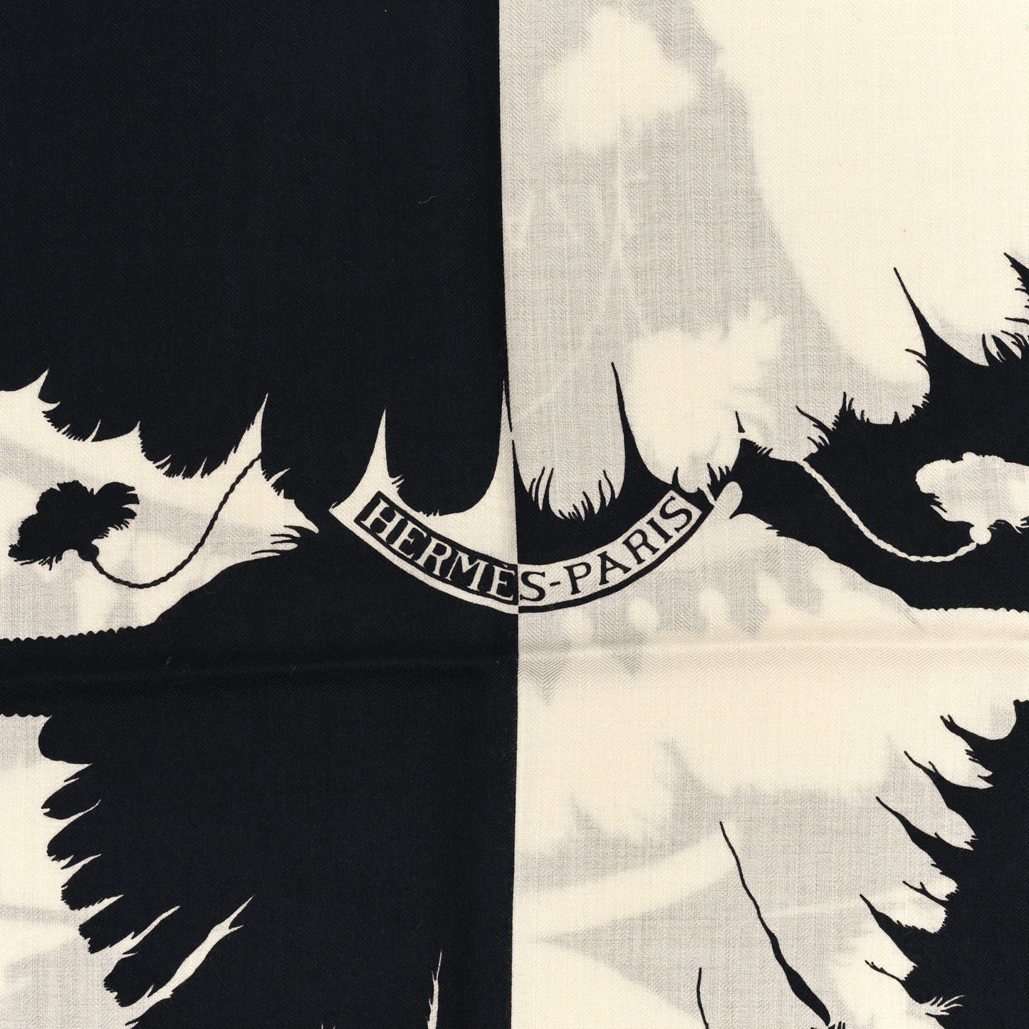 Cashmere Silk Brazil Tattoo Shawl 140 Bleu Black White