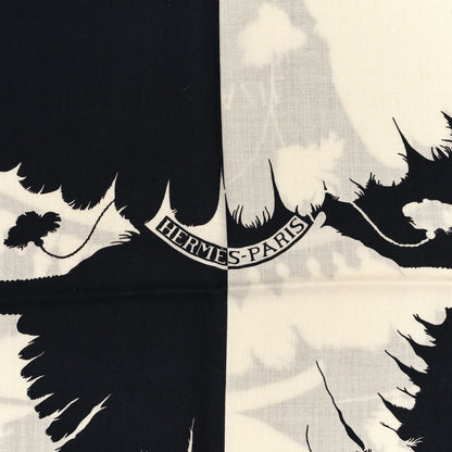 Hermes Cashmere Silk Brazil Tattoo Shawl 140 Bleu Black White 2 of 4