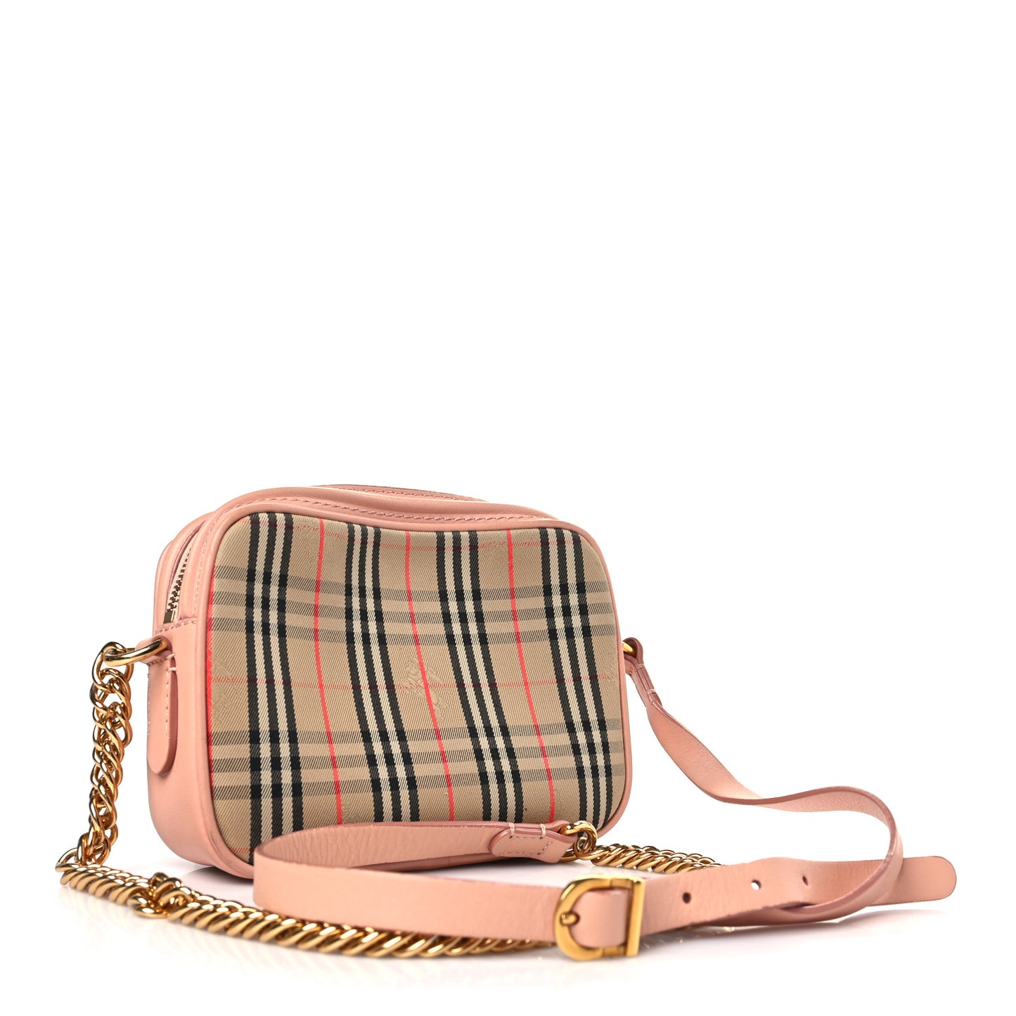 Smooth Calfskin 1983 Knight Check Link Camera Bag Peach