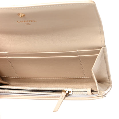 Chanel Shiny Goatskin Quilted Chanel 19 Flap Wallet Beige 5 of 11