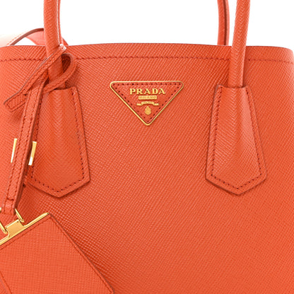 Prada Saffiano Cuir Mini Double Bag Papaya 9 of 11