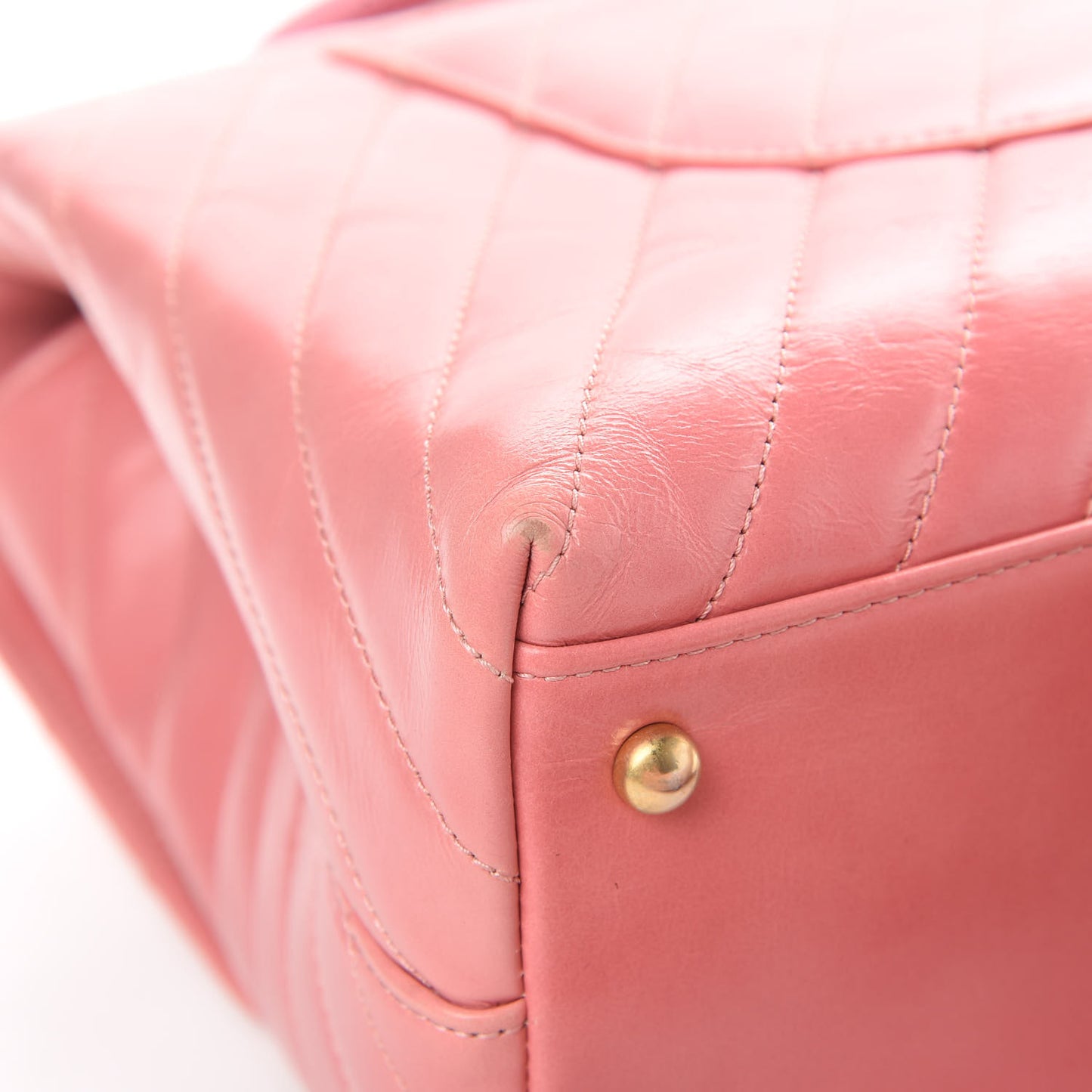 Calfskin Lizard Chevron Quilted Medium Coco Handle Flap Pink