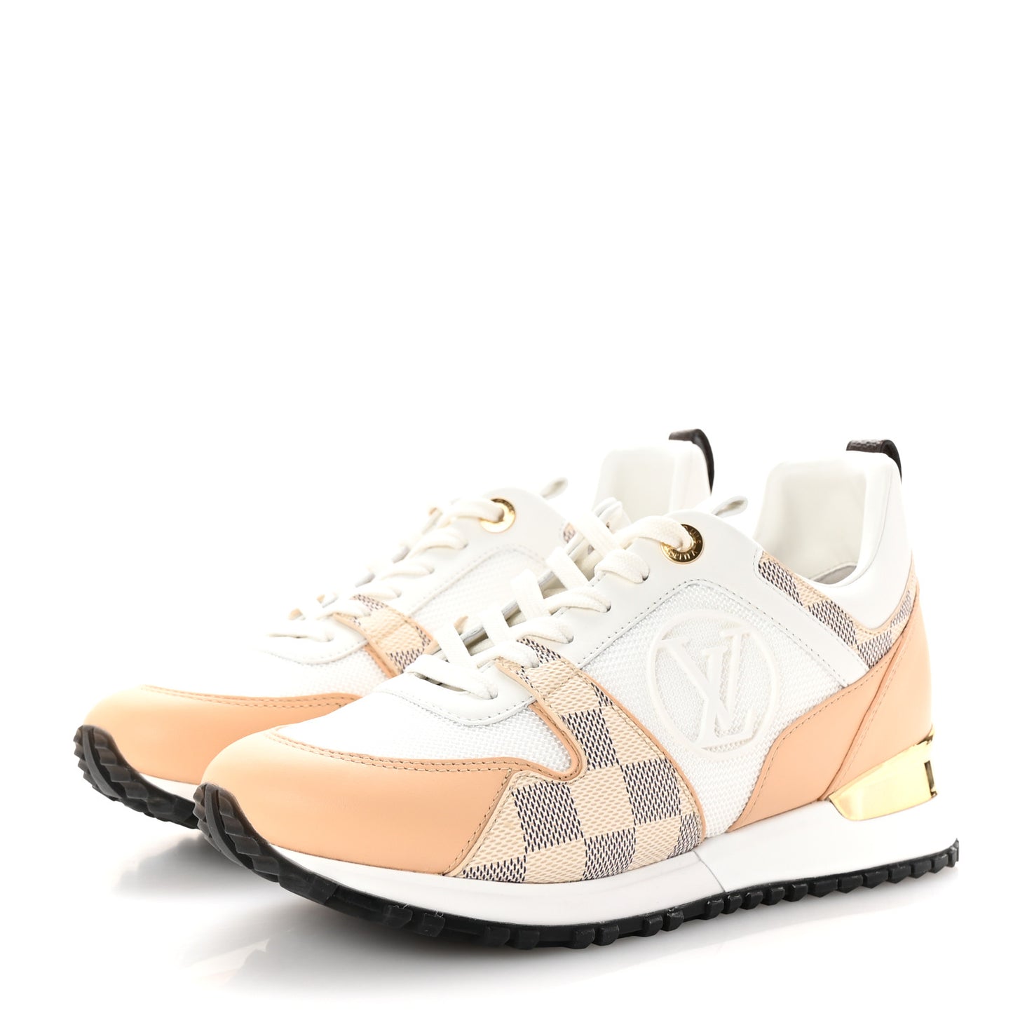 Calfskin Damier Azur Run Away Sneakers 36 White